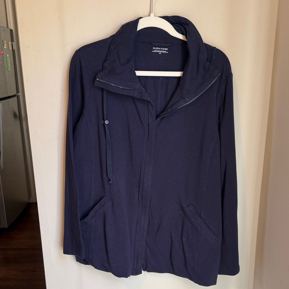 Eileen Fisher Navy Hooded Utility Jacket